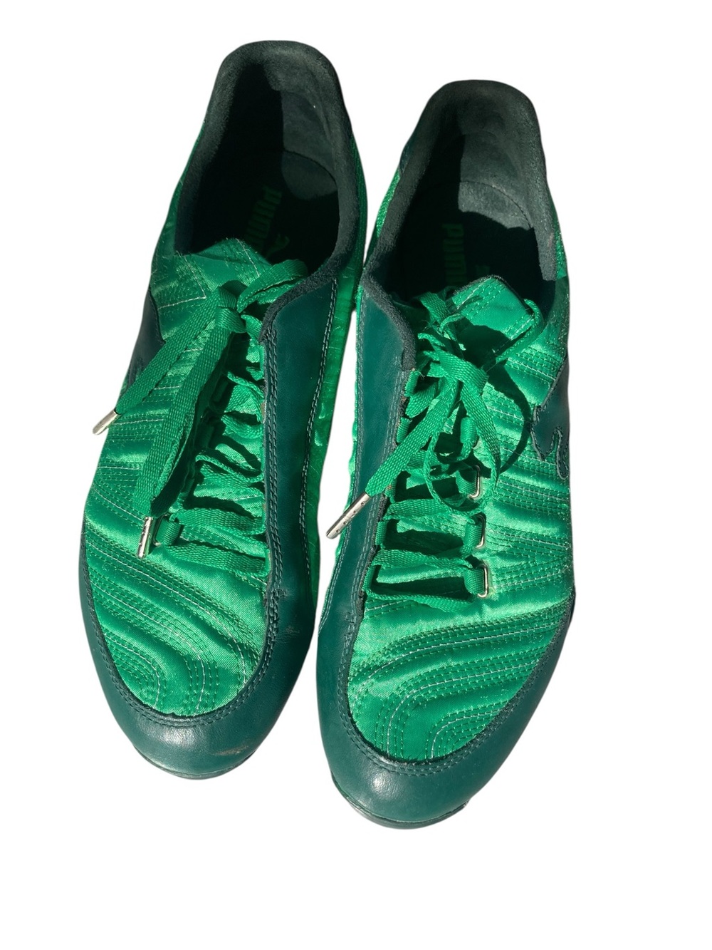 Puma Tekkies Green Low Profile Sneakers Size 8 Leather Soccer Style - Picture 4 of 9